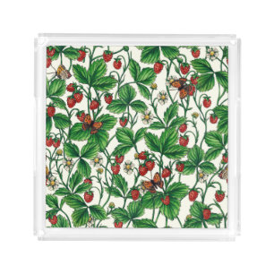 Wild strawberries on off white acrylic tray