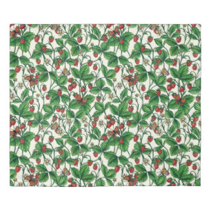 Wild strawberries on off white duvet cover