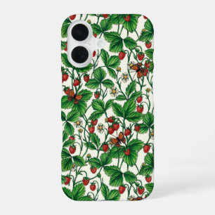 Wild strawberries on off white iPhone 16 case