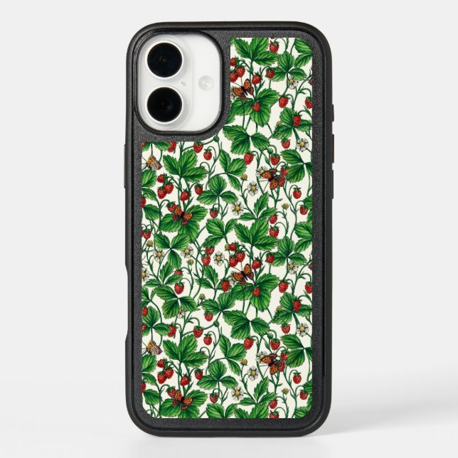 Wild strawberries on off white otterbox iPhone case (Back)