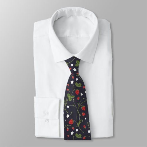 Wild Strawberries Polar Night  Neck Tie