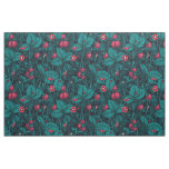 Wild strawberries, red and blue fabric