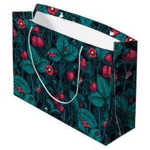 Wild strawberries, red and blue large gift bag