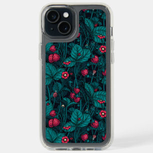 Wild strawberries, red and blue iPhone 15 plus case