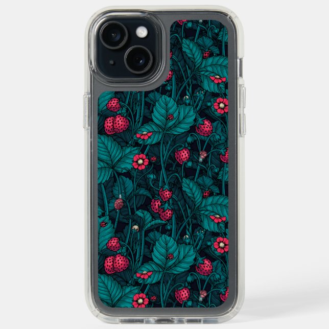 Wild strawberries, red and blue speck iPhone case (Front (Black))