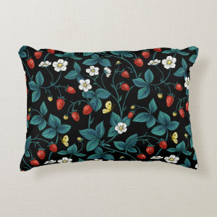 Wild strawberries red/yellow/blue/black accent pillow