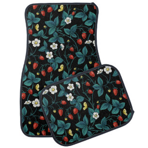 Wild strawberries red/yellow/blue/black car floor mat