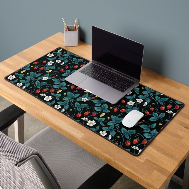 Wild strawberries red/yellow/blue/black desk mat (Office 2)