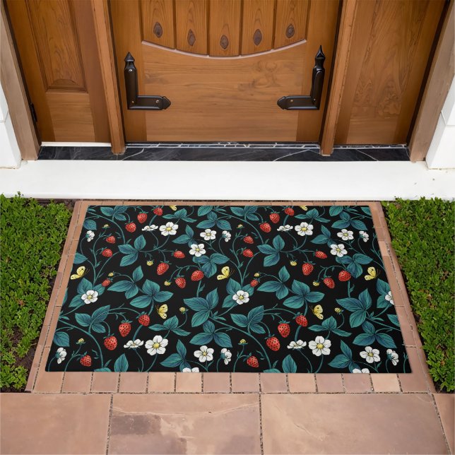 Wild strawberries red/yellow/blue/black doormat (Outdoor)