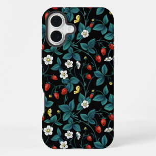 Wild strawberries red/yellow/blue/black iPhone 16 plus case
