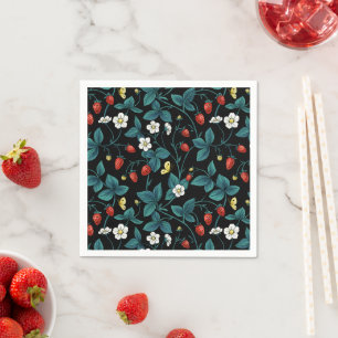 Wild strawberries red/yellow/blue/black napkins