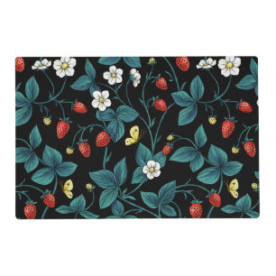 Wild strawberries red/yellow/blue/black placemat