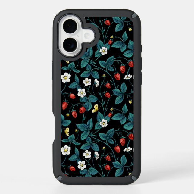 Wild strawberries red/yellow/blue/black speck iPhone case (Front)