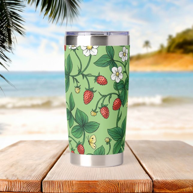 Wild strawberries red/yellow/green/ insulated tumbler (Beach (Rotated))