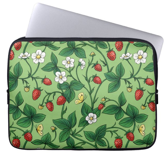 Wild strawberries red/yellow/green/ laptop sleeve (Front)