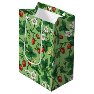 Wild strawberries red/yellow/green/ medium gift bag