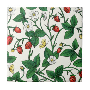 Wild strawberries red/yellow/green/off white ceramic tile