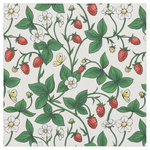 Wild strawberries red/yellow/green/off white fabric