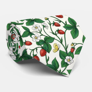 Wild strawberries red/yellow/green/off white neck tie