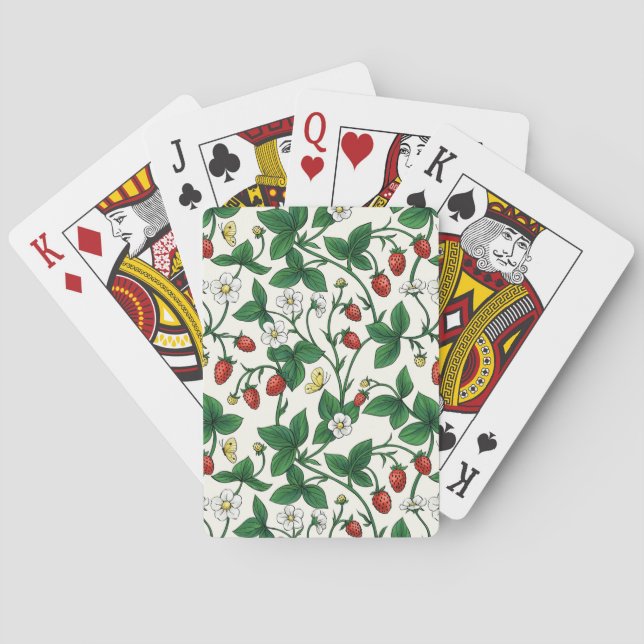 Wild strawberries red/yellow/green/off white poker cards (Back)