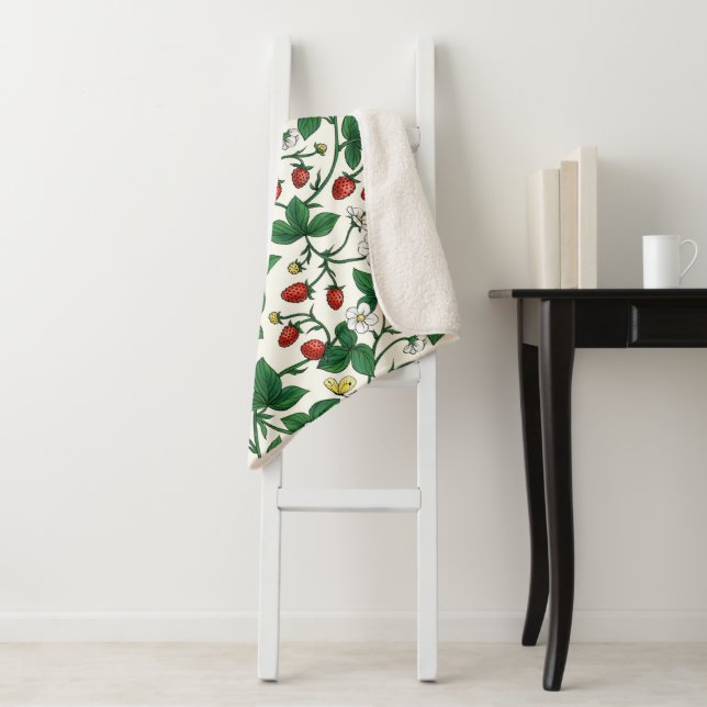 Wild strawberries red/yellow/green/off white sherpa blanket (In Situ)