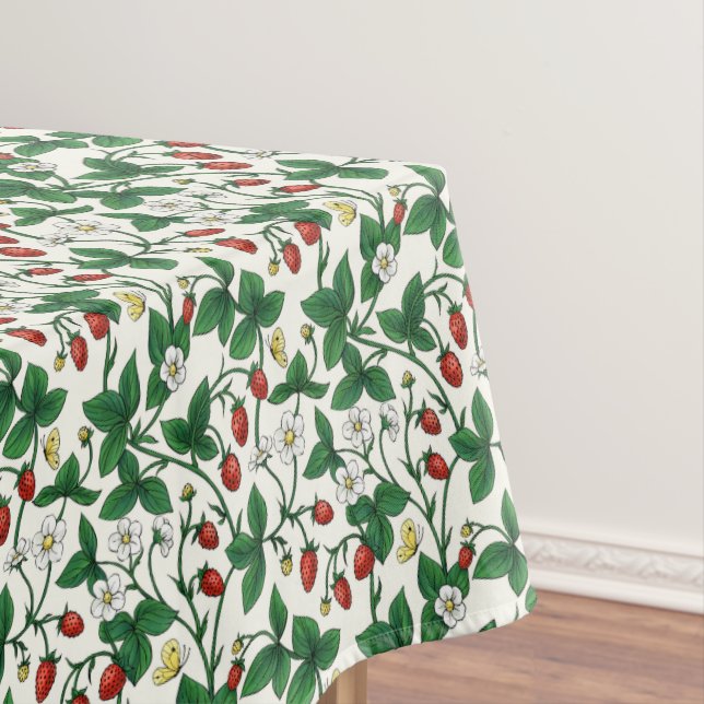 Wild strawberries red/yellow/green/off white tablecloth (In Situ)