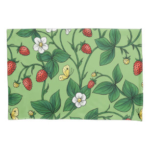 Wild strawberries red/yellow/green/ pillow case