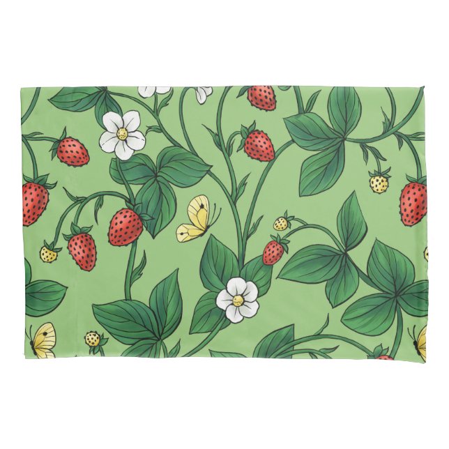 Wild strawberries red/yellow/green/ pillow case (Front-Left)