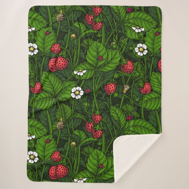 Wild strawberries sherpa blanket (Front)