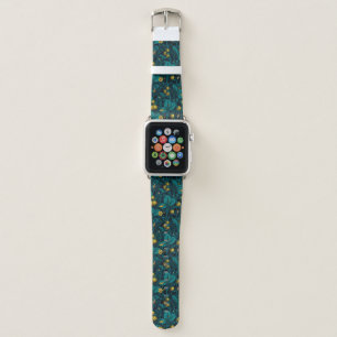 Wild strawberries, yellow and blue apple watch band