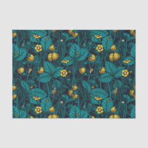 Wild strawberries, yellow and blue tissue paper