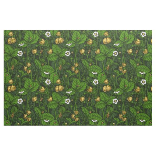 Wild strawberries, yellow and green fabric