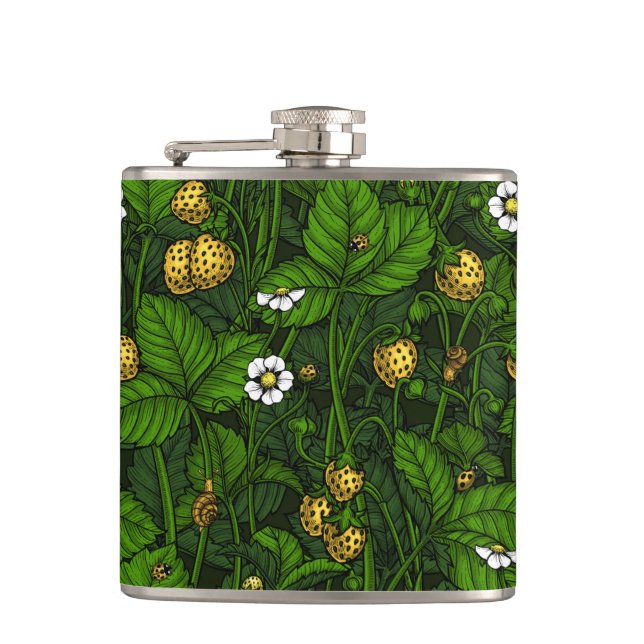 Wild strawberries, yellow and green flask (Front)