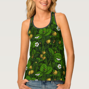 Wild strawberries, yellow and green tank top