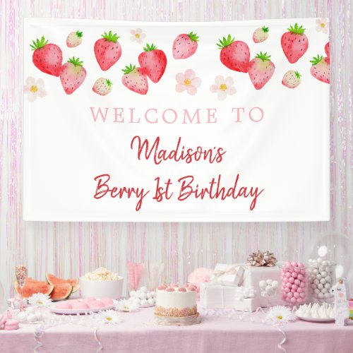 Wild Strawberry Berry Sweet Birthday Banner