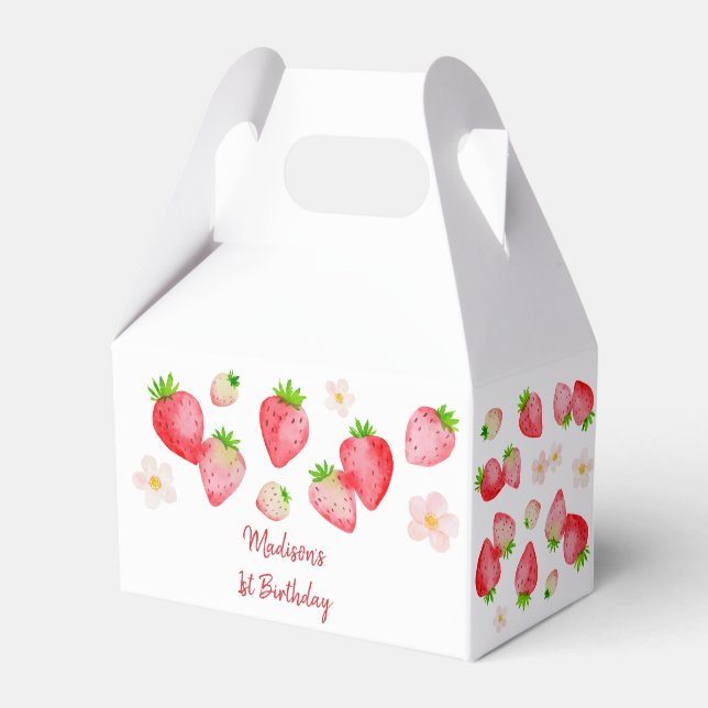 Wild Strawberry Berry Sweet Birthday Favor Boxes (Front Side)