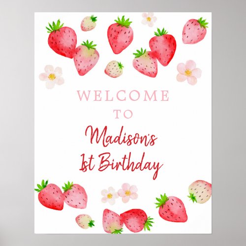 Wild Strawberry Berry Sweet Birthday Welcome Poster