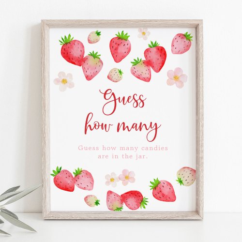 Wild Strawberry Birthday Guess How Many Game Poster