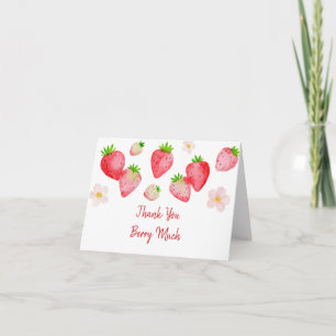 Wild Strawberry Birthday Letterpress Thank You Card