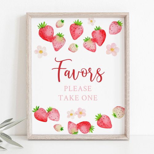 Wild Strawberry Birthday Party Favor Sign