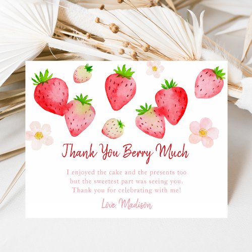 Wild Strawberry Birthday Thank You Card