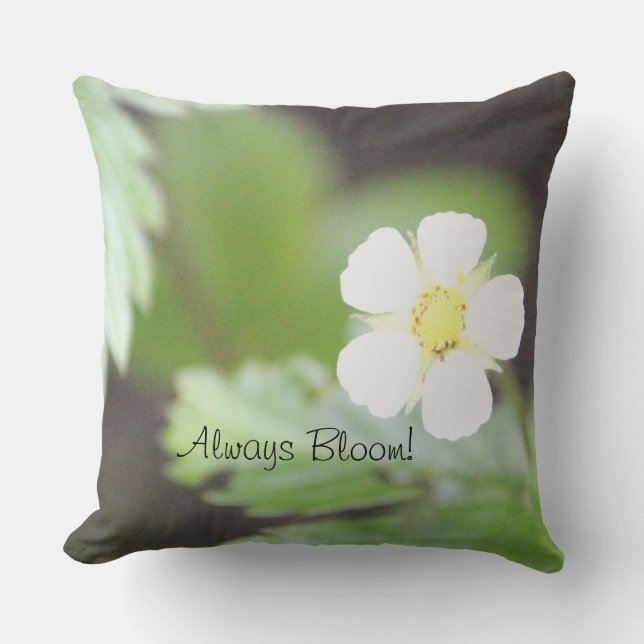 Wild Strawberry Bloom Throw Pillow (Front)