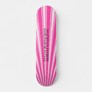 Wild Strawberry Color Stripe Funky Pattern Skateboard