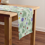 Wild Strawberry &amp; Fern | Soft Sage Green Short Table Runner