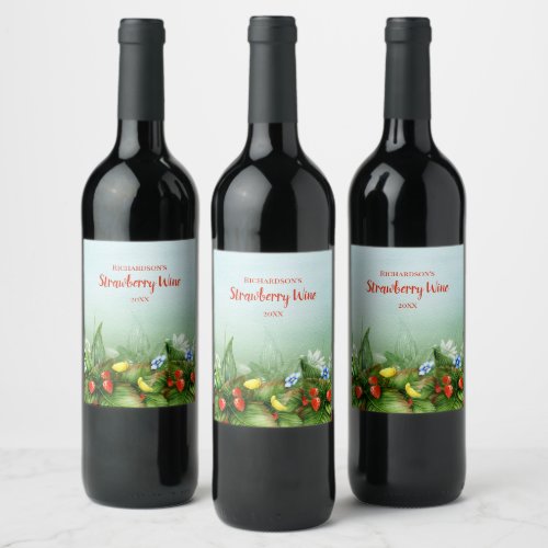 Wild strawberry field custom winemakers wine label