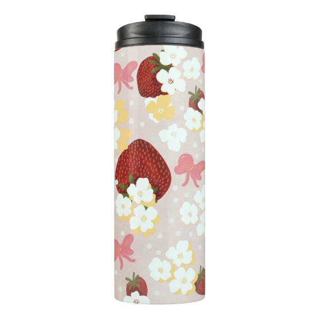 Wild Strawberry Flower Thermal Tumbler (Front)