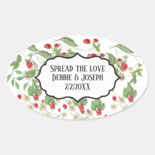 Wild Strawberry Jam Wedding Favor Bridal Shower Oval Sticker