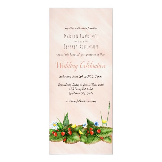 Wild strawberry meadow wildflowers barely blush card
