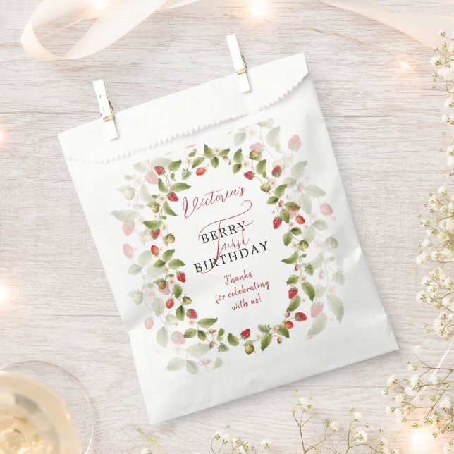 WILD STRAWBERRY SWEET BABY BIRTHDAY FAVOR BAG (Clipped)
