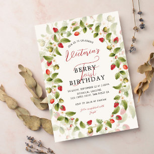 WILD STRAWBERRY SWEET BABY BIRTHDAY INVITATION